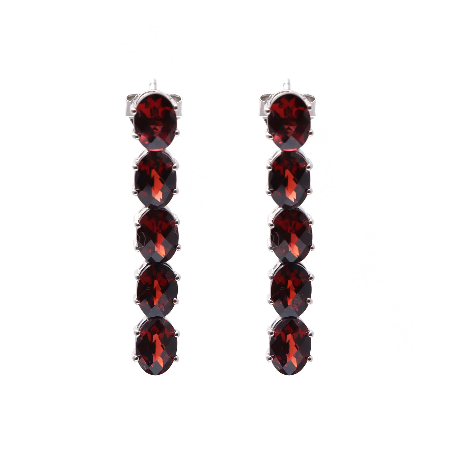 Natural Garnet Oval Cut Gemstone Necklace Set 925 Sterling Silver Necklace Garnet Tennis Necklace with Earrings