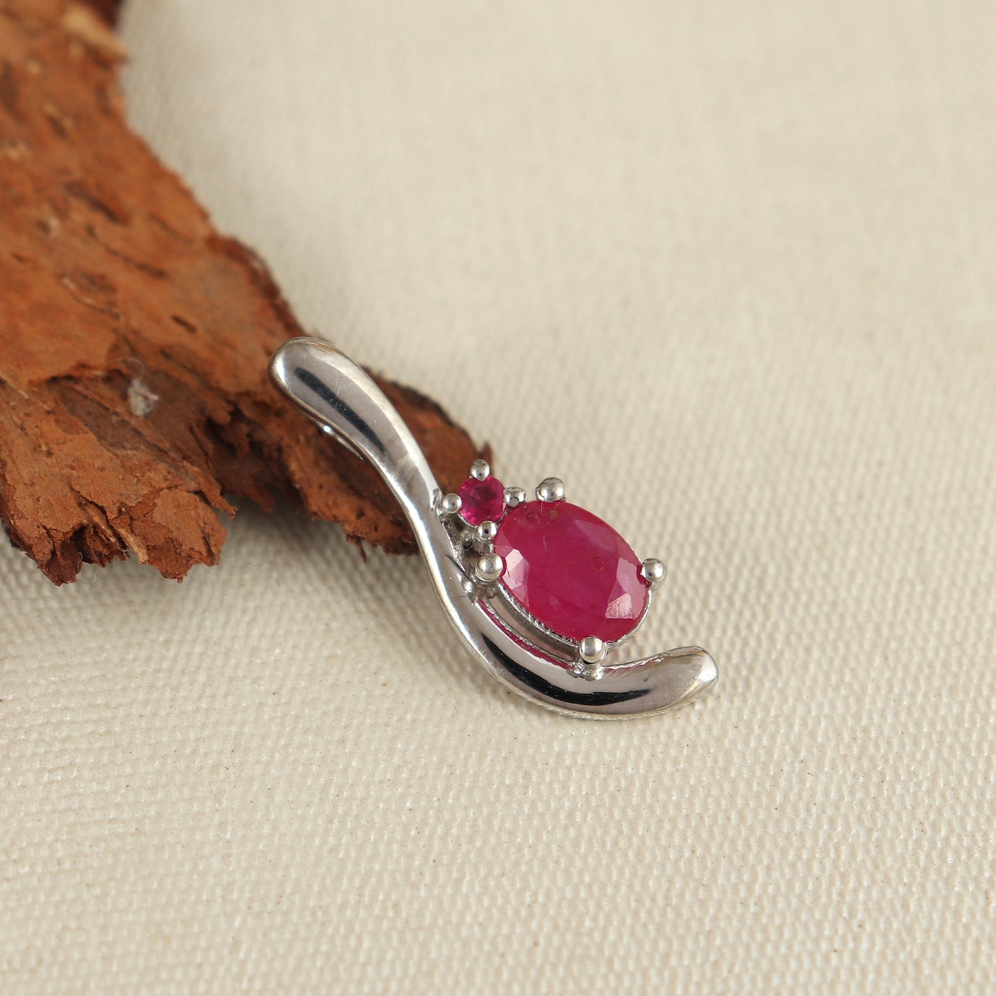Natural Ruby Pendant-Dainty Ruby Pendant-July Birthstone Pendant-Ruby Pendant Necklace-Chain Pendant-925 Sterling Silver Designer Pendant
