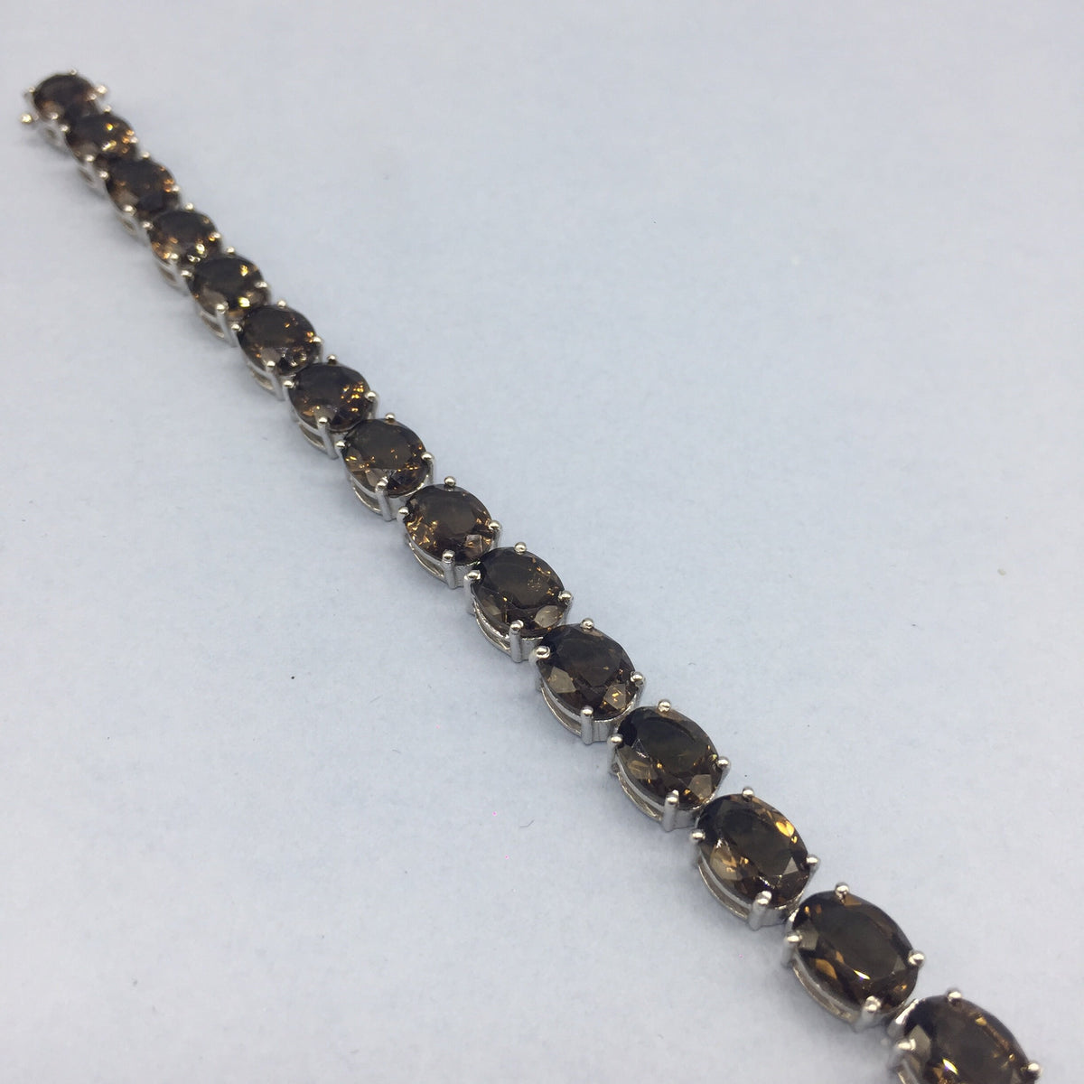 Smoky Quartz Tennis Bracelet: Sterling Silver Oval Gemstone