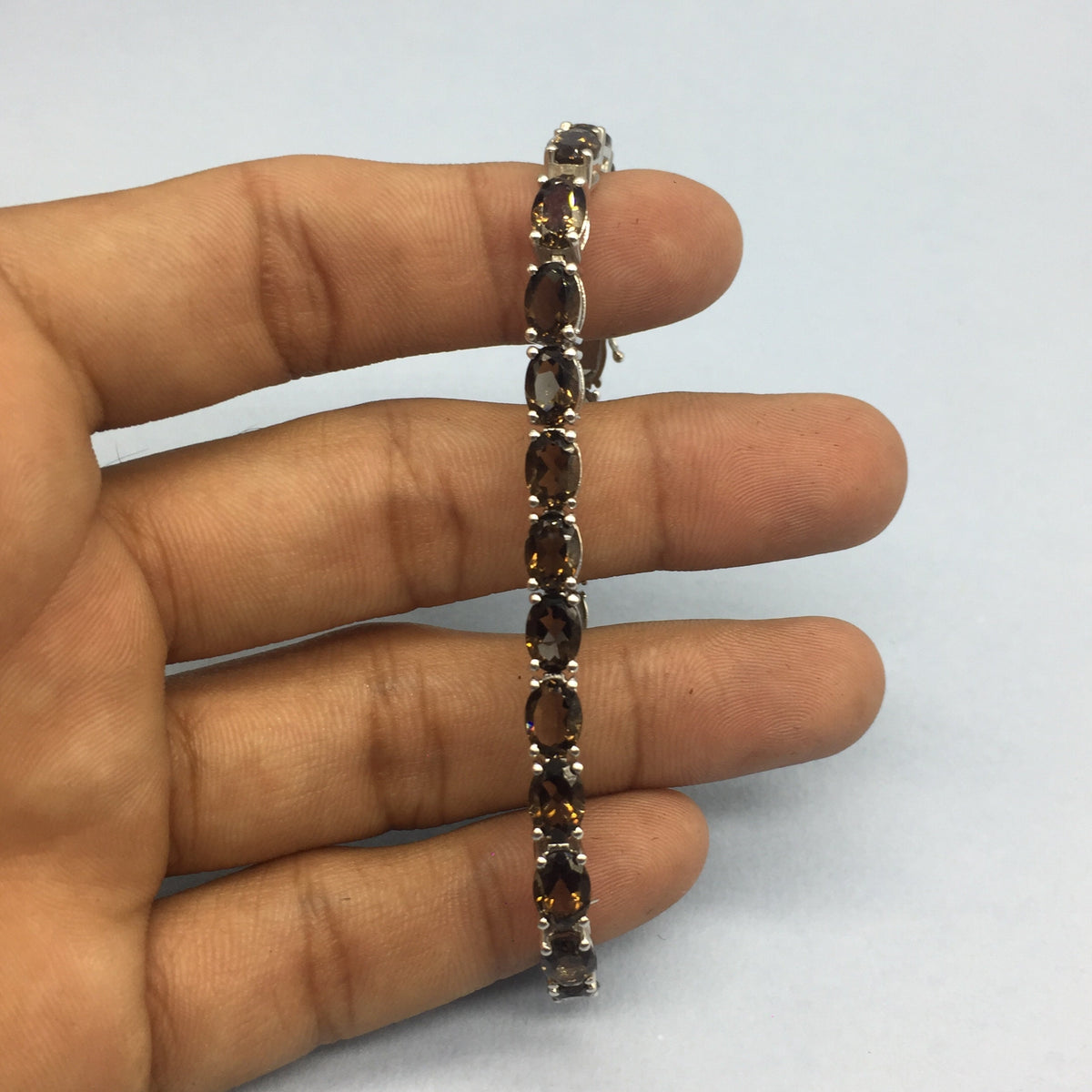 Smoky Quartz Tennis Bracelet / 925 Sterling Silver / November Birthstone