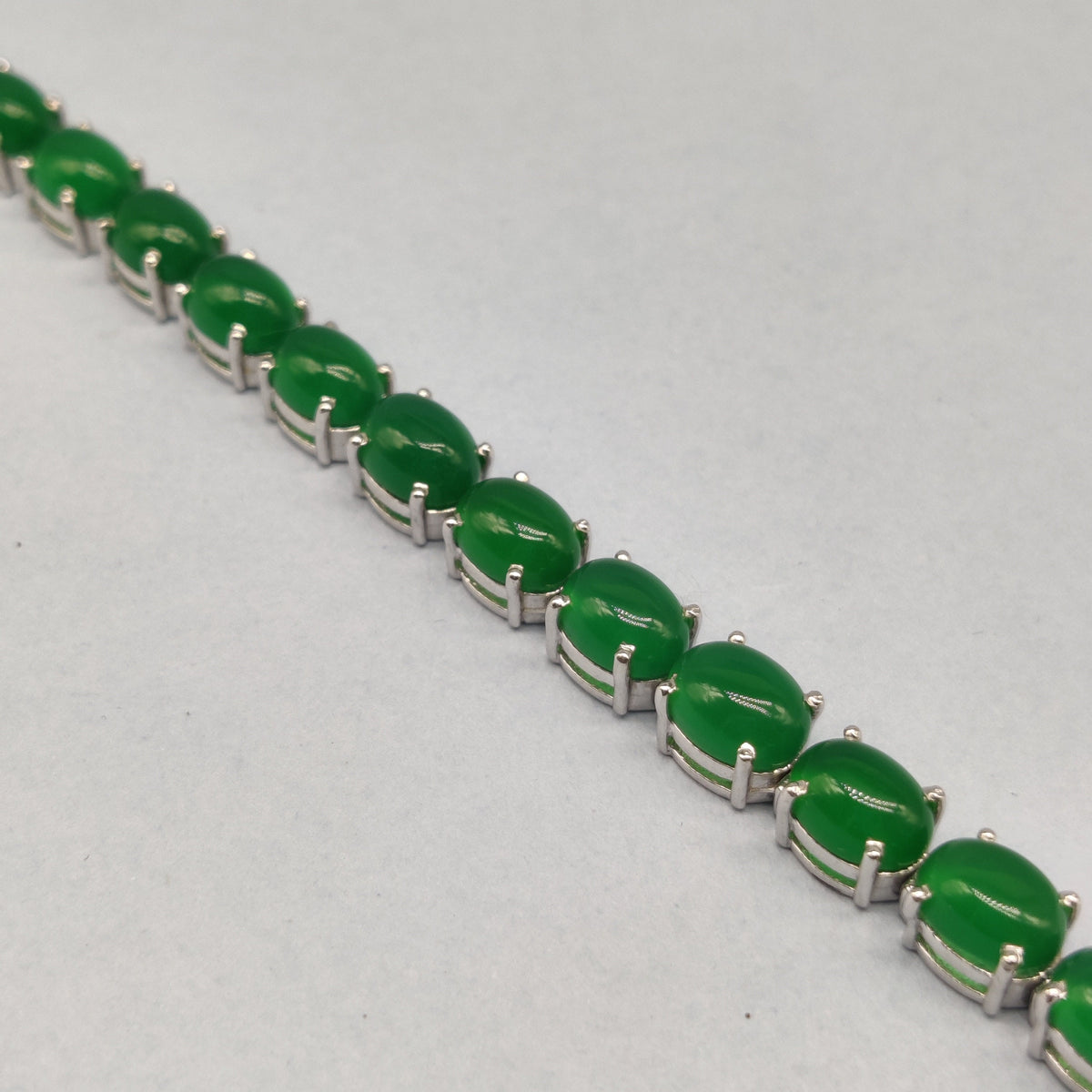 Green Onyx Tennis Bracelet / Handmade 925 Sterling Silver Bracelet