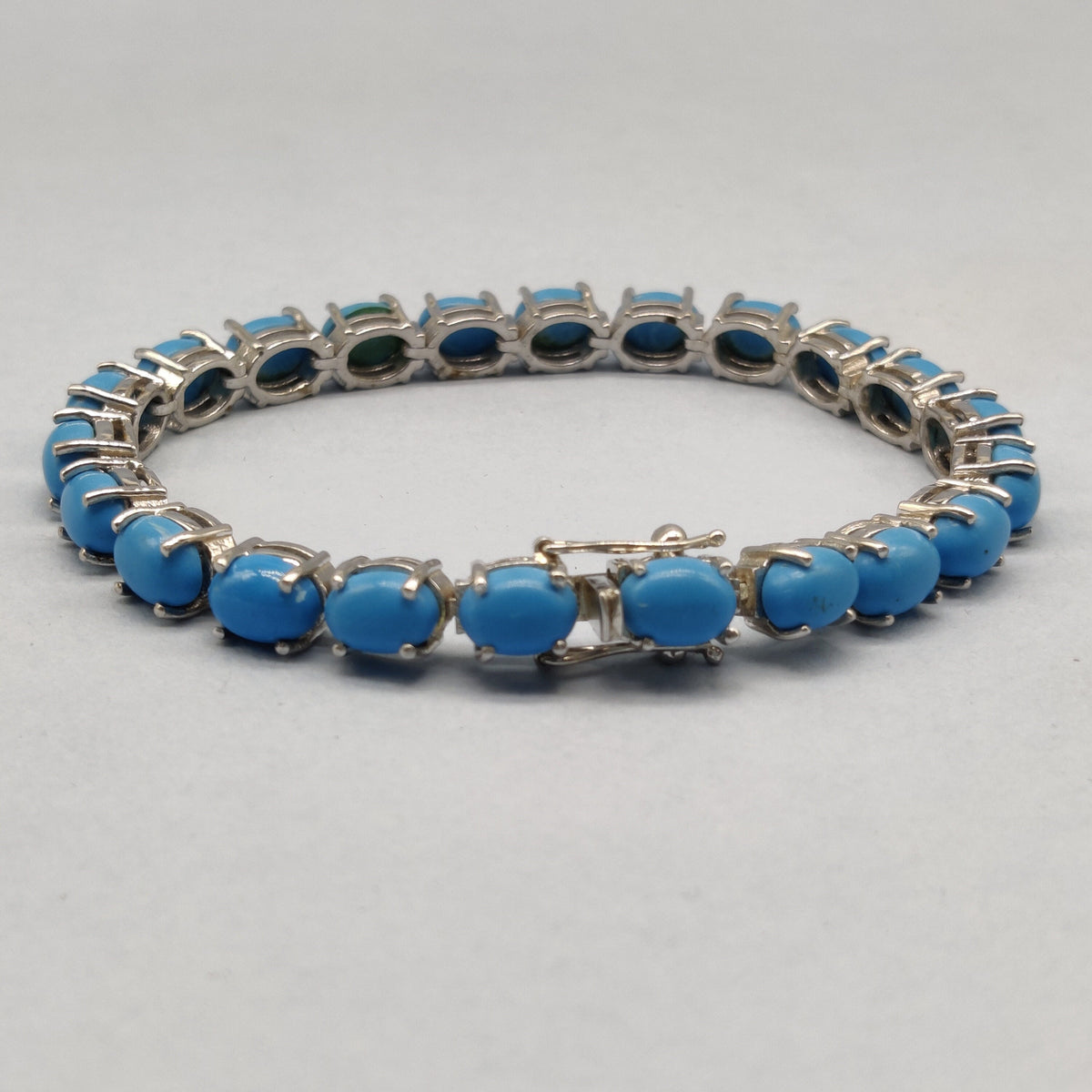 Sterling Silver Turquoise Tennis Bracelet, December Birthstone, Women's Jewelry