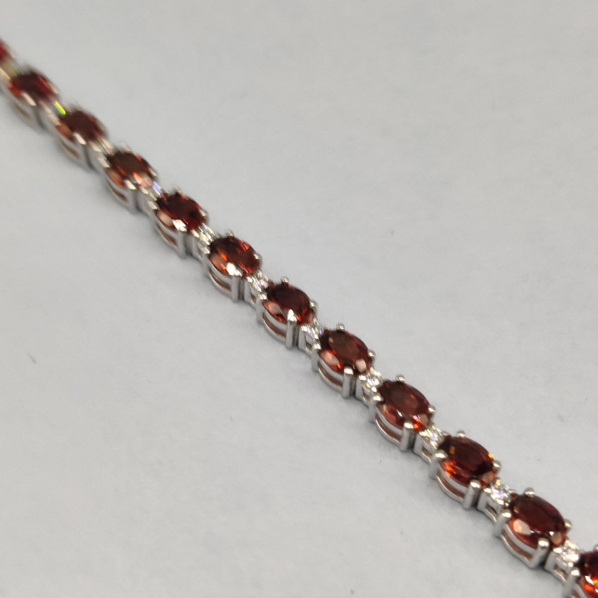 Handmade Sterling Silver Garnet Bracelet, Oval January Birthstone