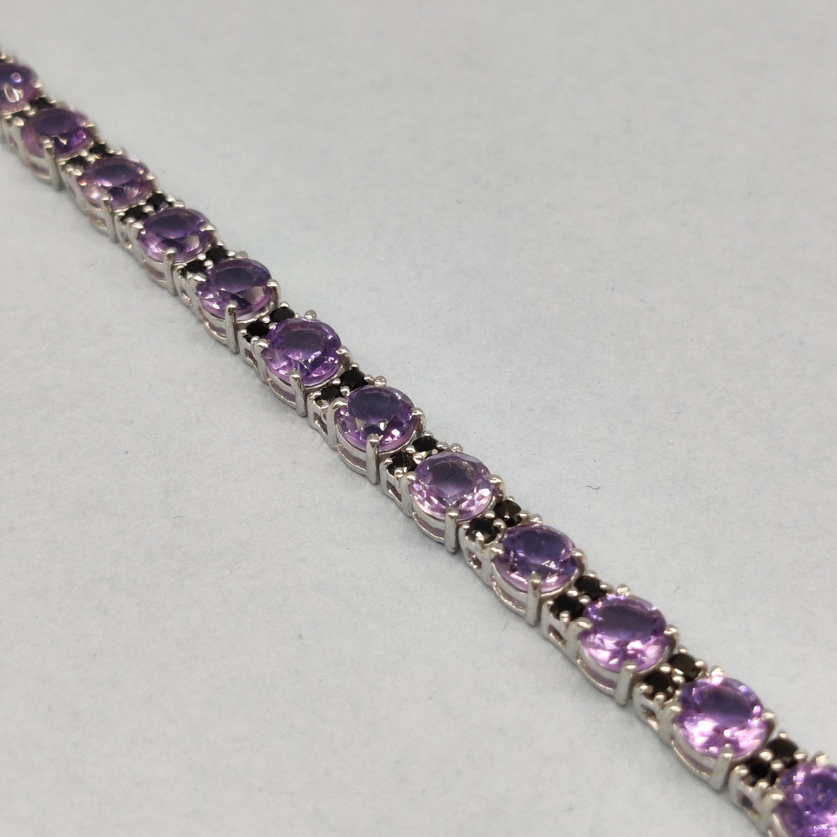 Amethyst Round Cut Bracelet, 925 Sterling Silver, Healing Jewelry