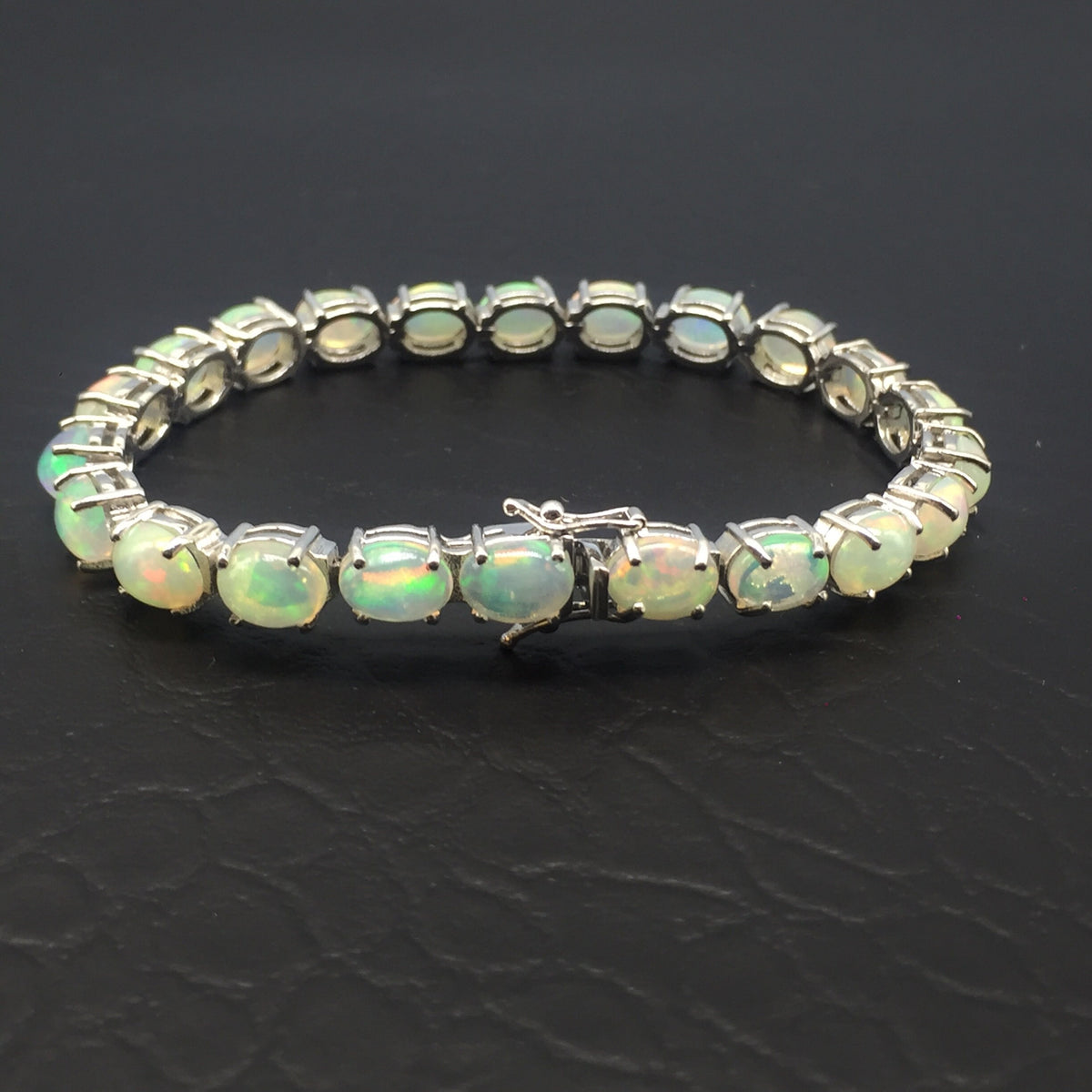 Natural Ethiopian Opal Bracelet, 925 Silver Bracelet, Handmade Birthstone Gift