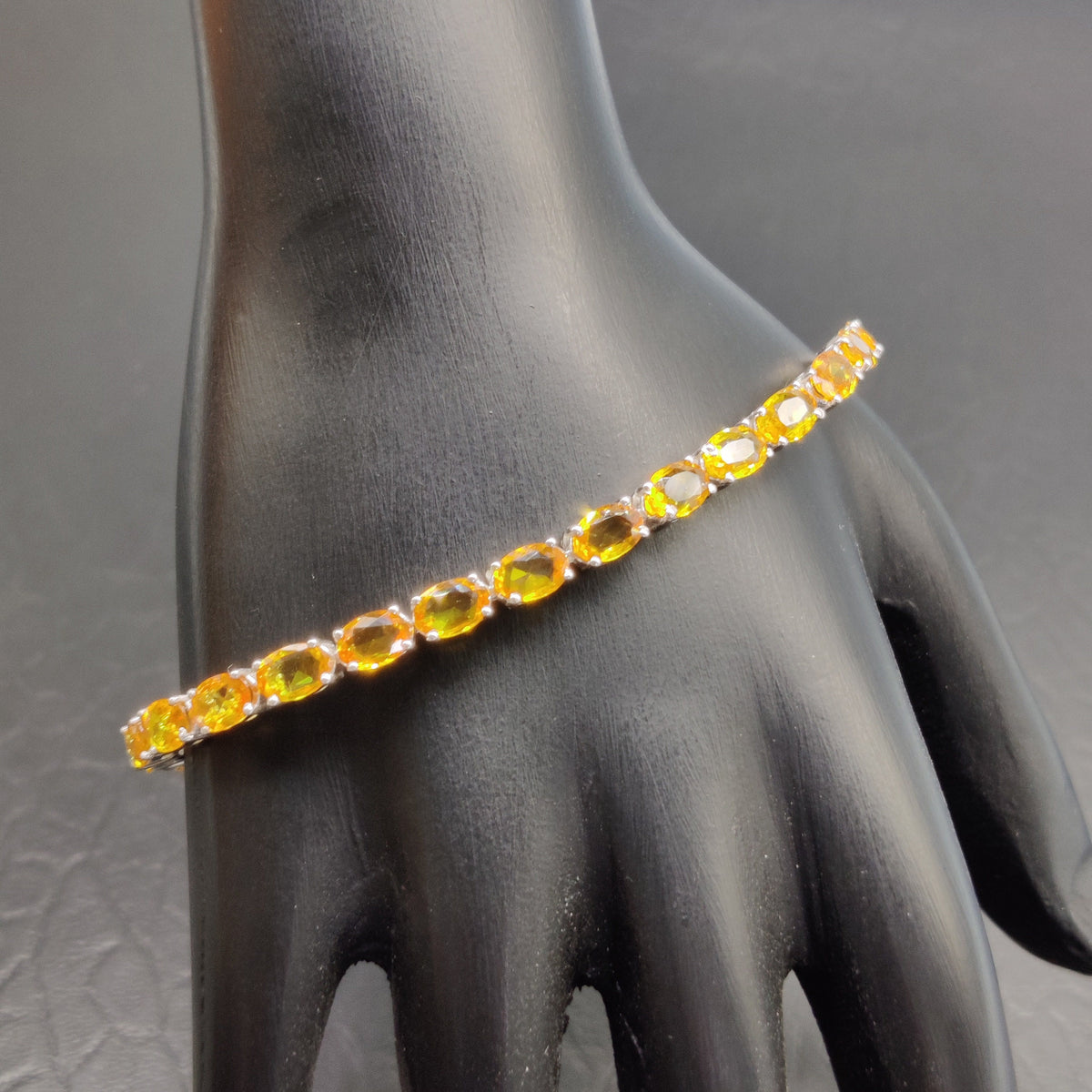Orange Sapphire Tennis Bracelet, 925 Sterling Silver, Natural Gemstone Jewelry