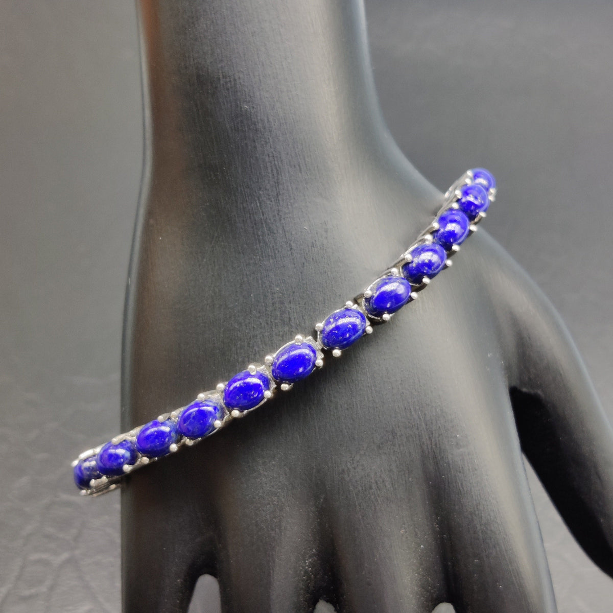 Lapis Lazuli Sterling Silver Bracelet – Natural Gemstone Women's Jewelry