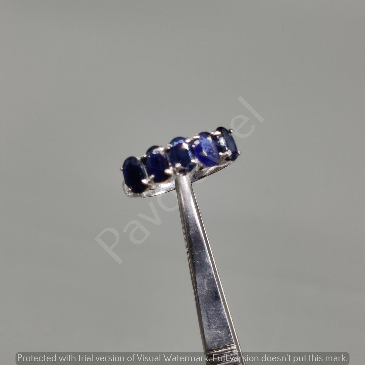 Blue Sapphire Half Eternity Sterling Silver Ring: Handmade Eternity Gemstone, Christmas