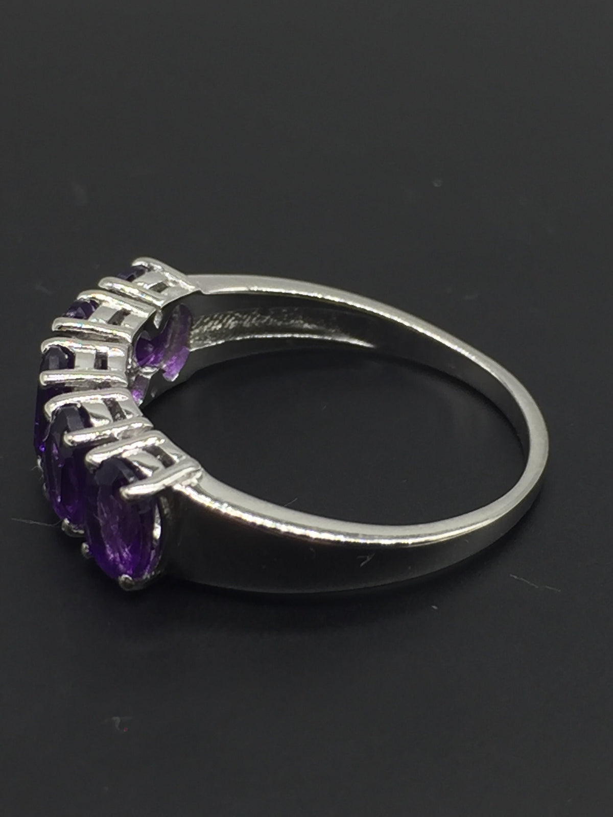 Amethyst Half Eternity Band Ring: 925 Sterling Silver February Birthstone