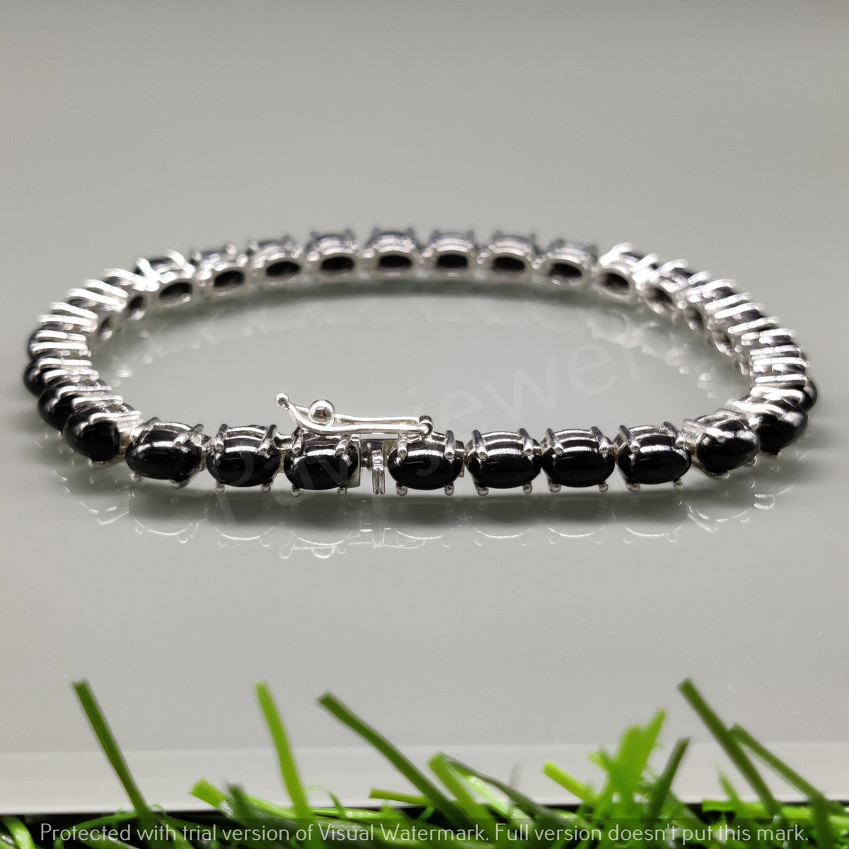 Black Star Cabochon Bracelet, Sterling Silver Tennis Jewelry, Star Gift for Women & Bridal, Christmas