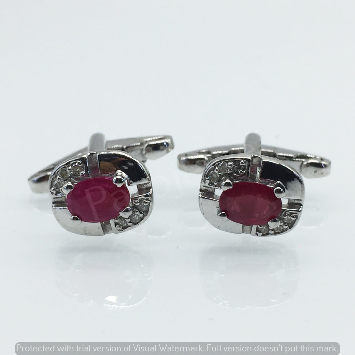 Oval Ruby Cufflinks, 925 Sterling Silver Mens Jewelry