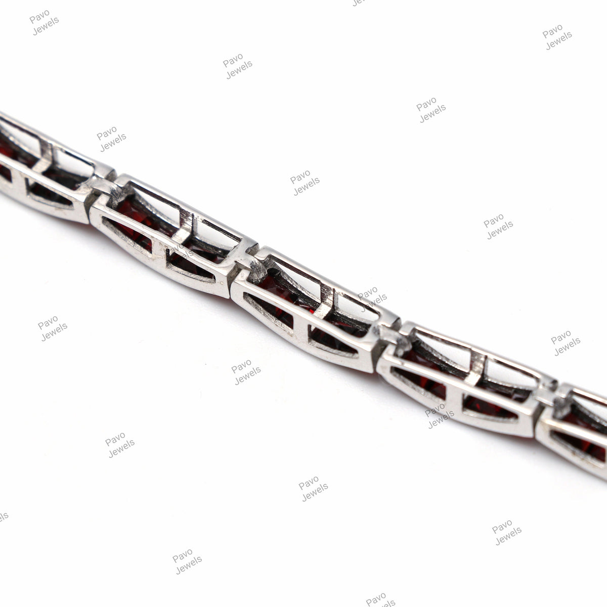 Square Garnet Tennis Bracelet, 925 Sterling Silver, Anniversary Gift