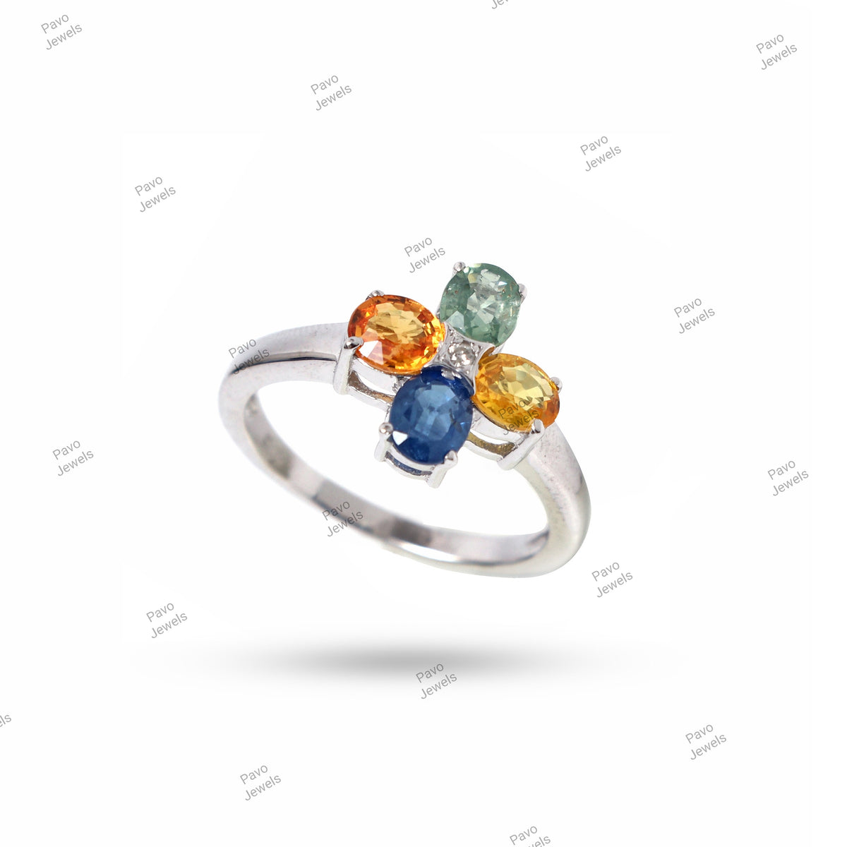 Natural Multi Sapphire Sterling Silver Handmade Ring Christmas Gifts