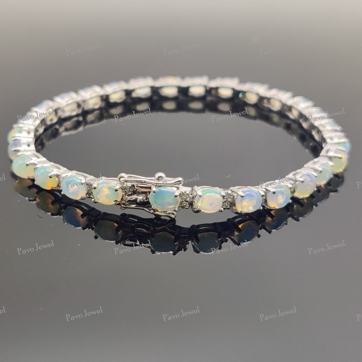 Ethiopian Opal Bracelet Handmade Natural Opal Gemstone Jewelry Gift for Women