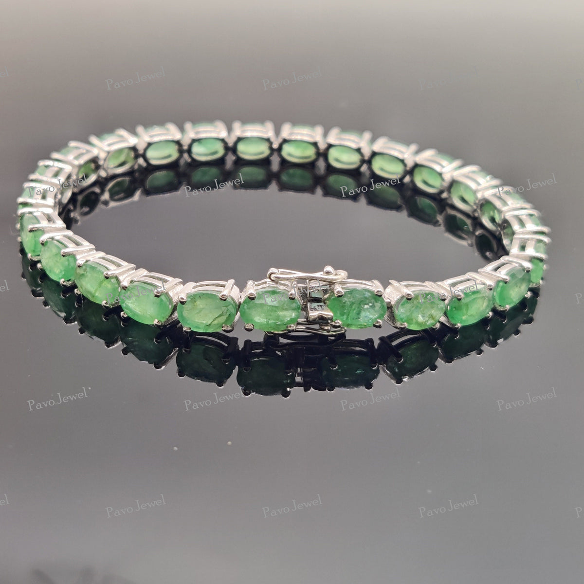 Emerald Tennis Bracelet, 925 Sterling Silver Stacking Jewelry, Christmas Gifts