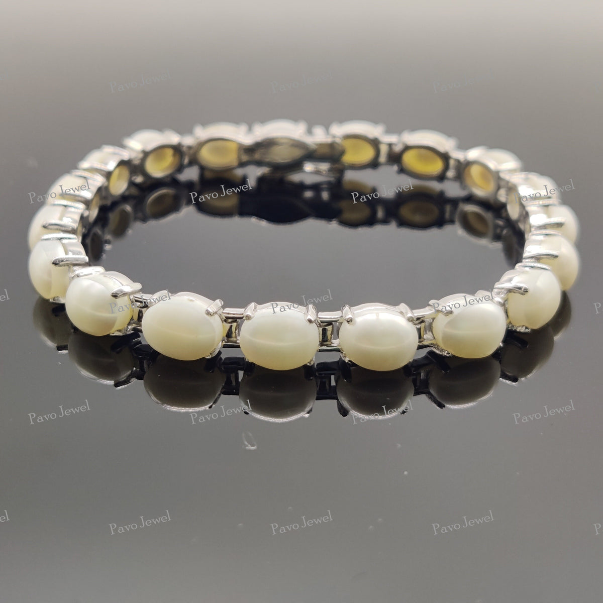 Natural Pearl Tennis Bracelet Sterling Silver June Birthstone Gift for Her
