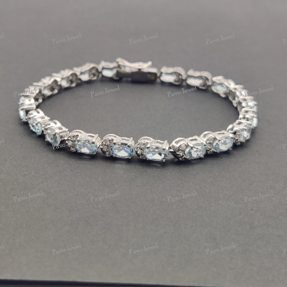 December Birthstone Tennis Bracelet Sky Blue Topaz Gemstone Handmade Jewelry
