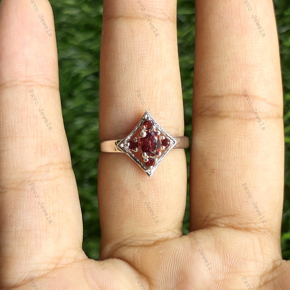 Natural Oval Garnet Ring, Sterling Silver, January Birthstone, Solitaire Jewelry