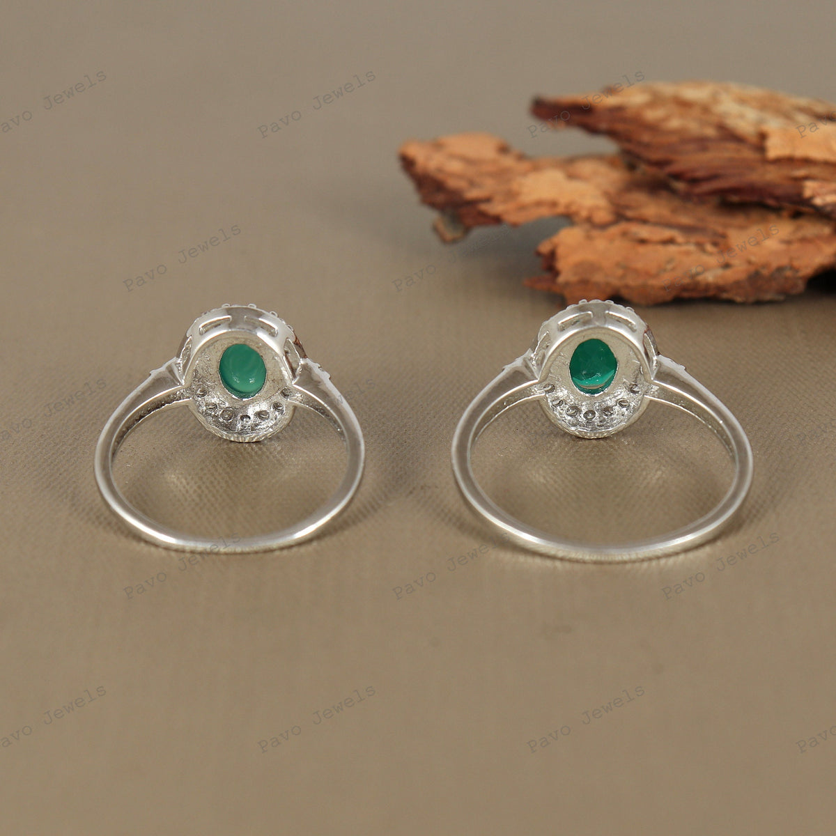Handmade Green Onyx Silver Ring, Oval Cut & Cabs, Artisan Gemstone Jewelry