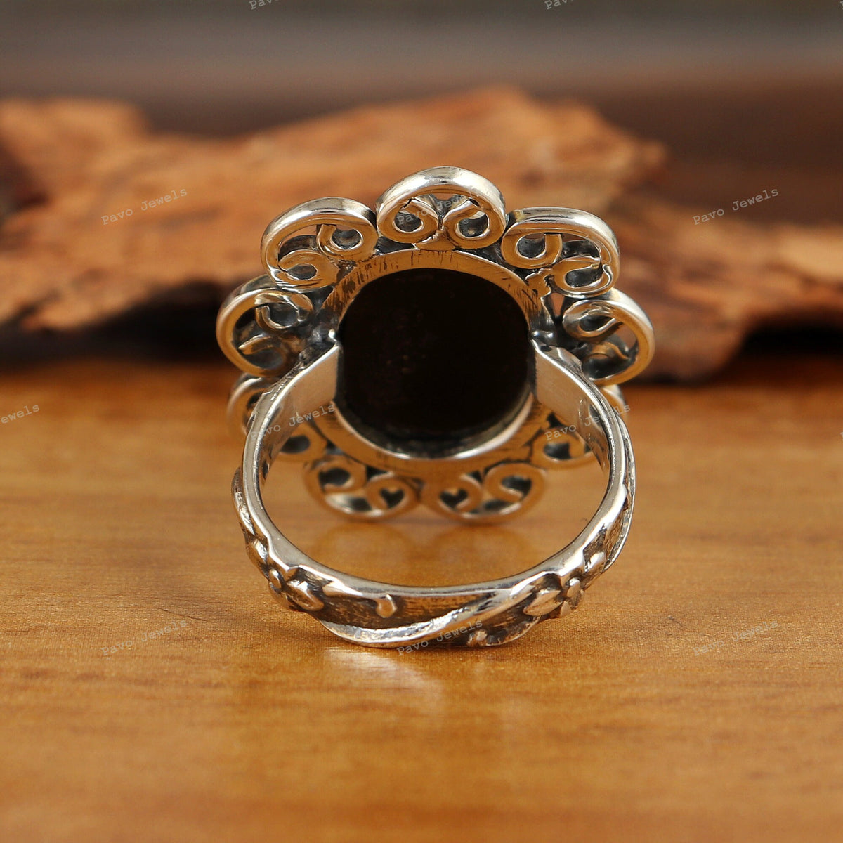 Black Onyx Ring, Dainty 925 Sterling Silver Gemstone Jewelry