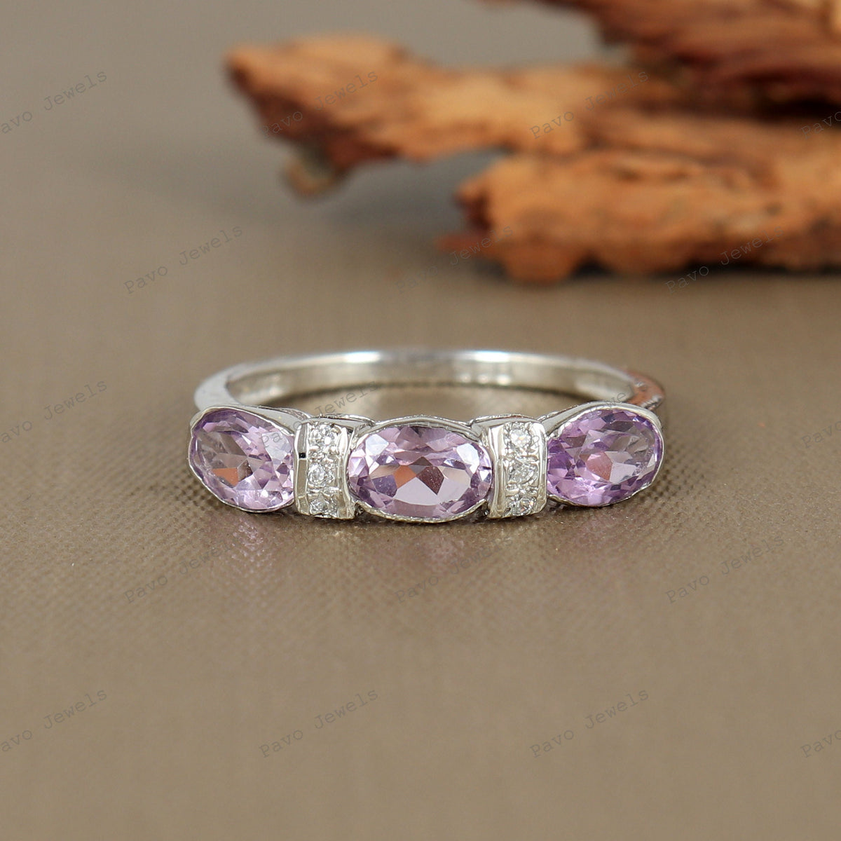 Oval Amethyst Sterling Silver Ring, February Birthstone Promise Gift Her