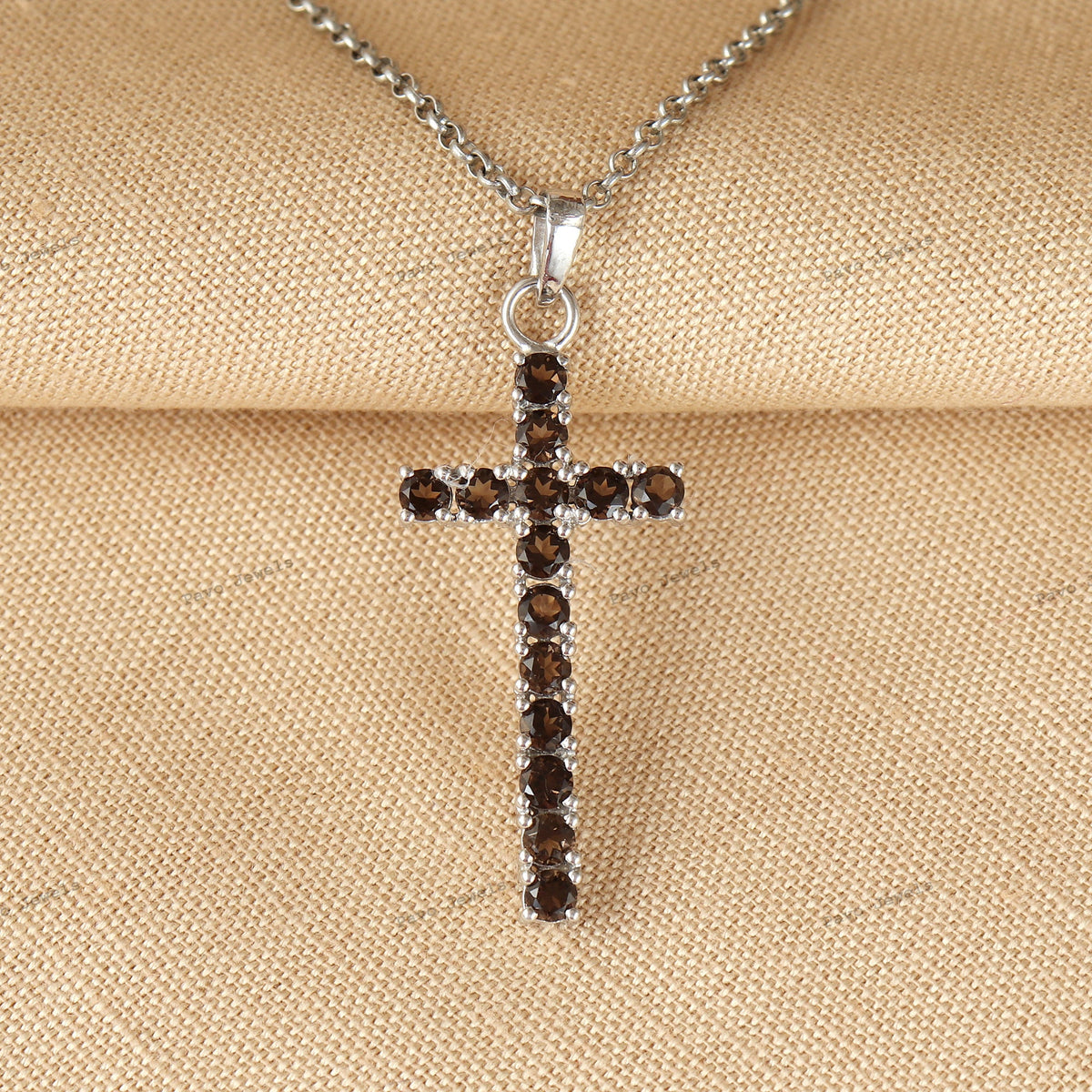 Swiss Blue Topaz Cross Pendant: Sterling Silver Multi-Gemstone