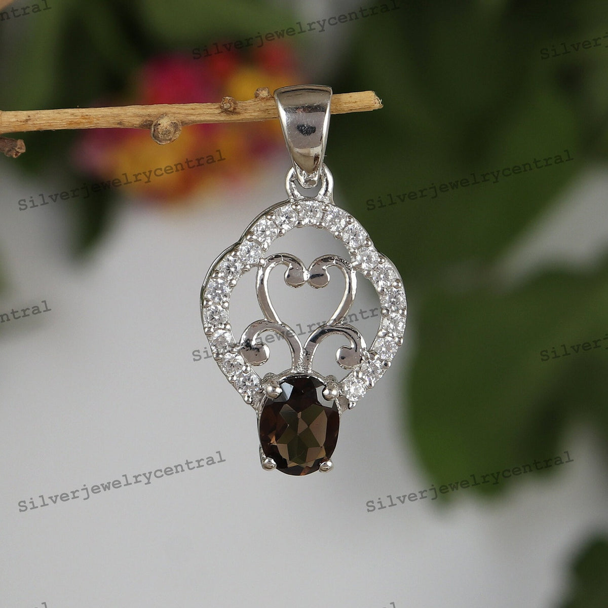 Handmade Smoky Quartz Pendant: Silver Solitaire Everyday Necklace