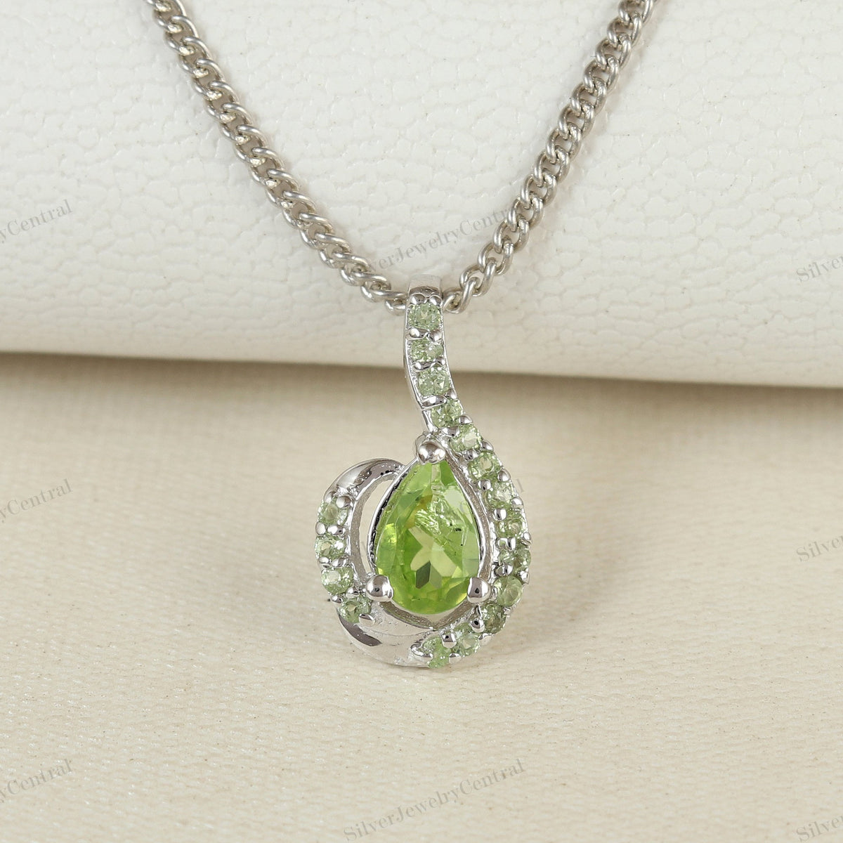Peridot Pear Pendant: Sterling Silver August Birthstone, Necklace Gifts For Her