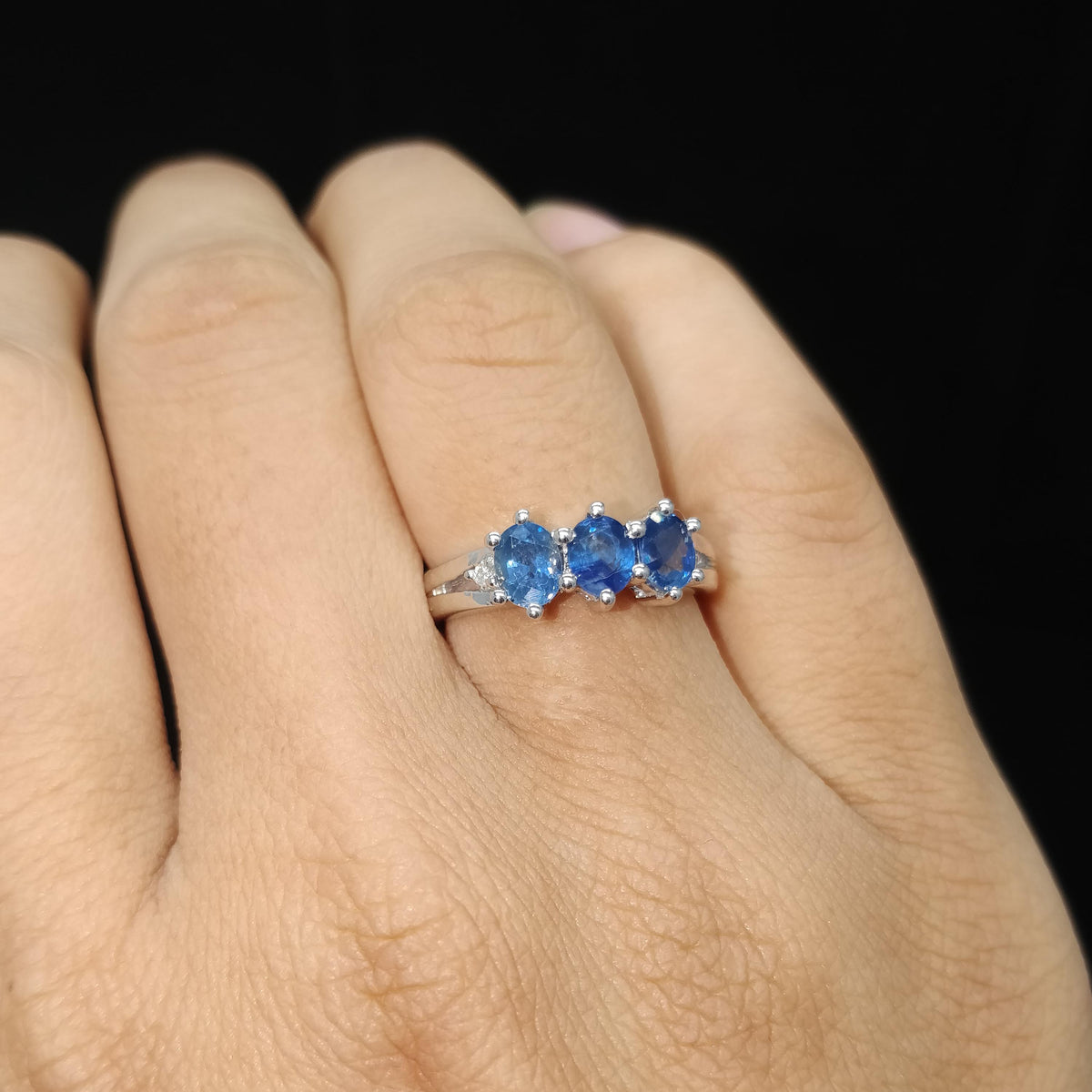 Blue Sapphire Sterling Silver Ring: Handcrafted 925 Promise Ring