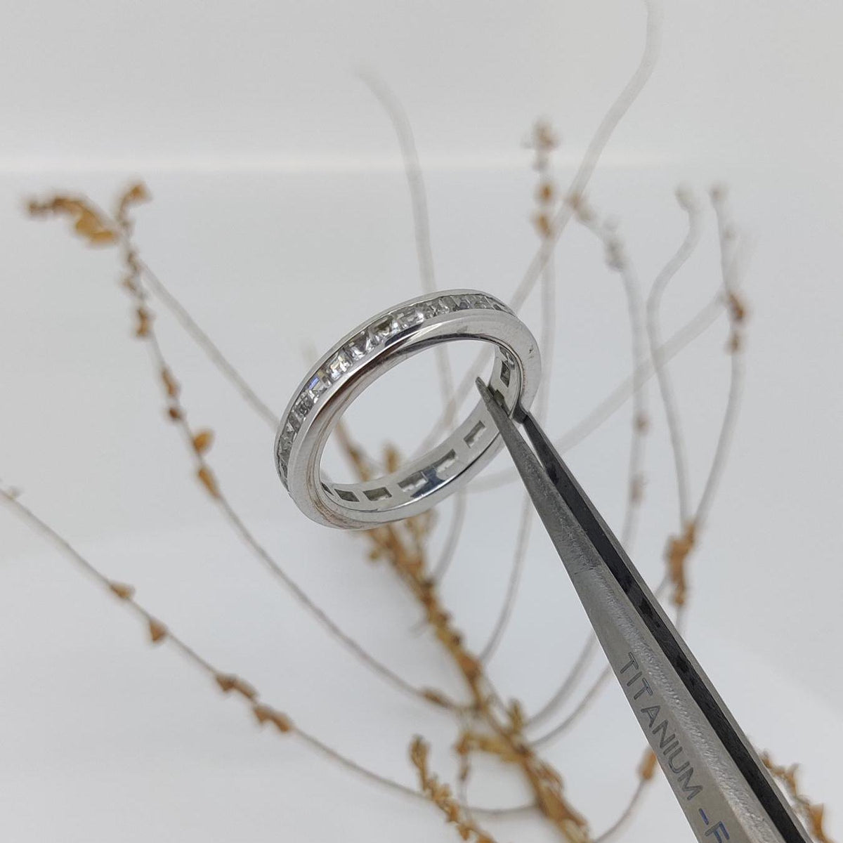 Sterling Silver White Topaz Eternity Band Ring: 925 Silver Wedding Jewelry