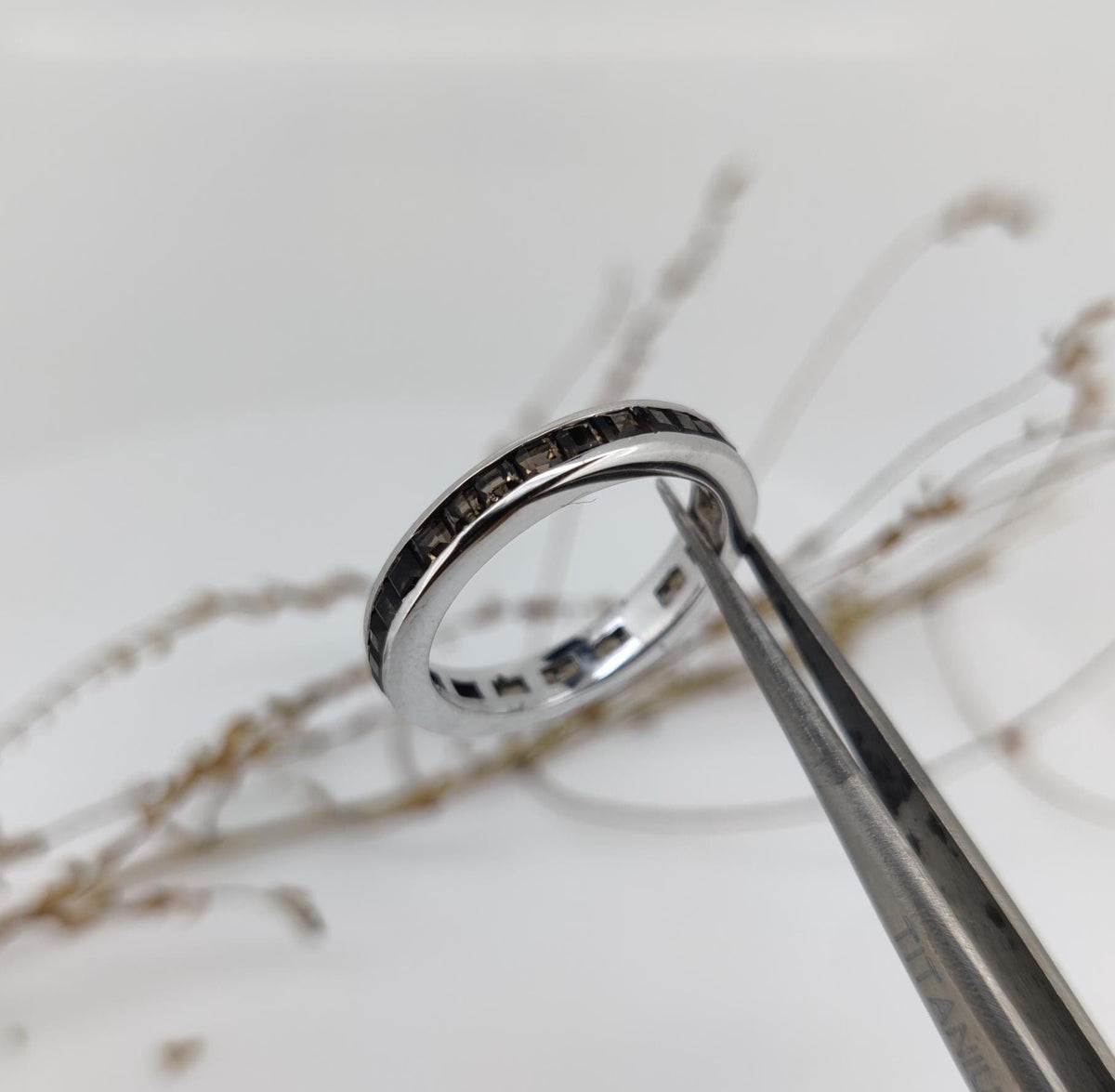 Sterling Silver Smoky Quartz Eternity Band Ring: November Birthstone