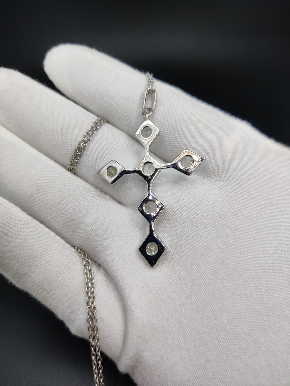 Green Amethyst Cross Pendant, Handmade 925 Silver Holy Cross Necklace