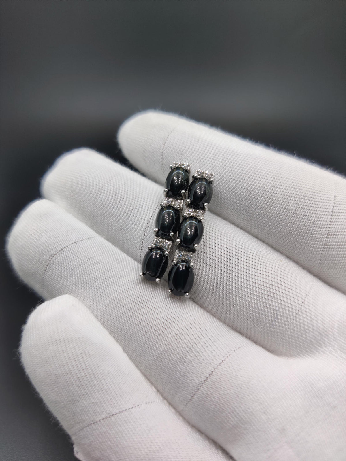 Black Star Necklace Earrings Set, Sterling Silver, Handmade Gemstone Jewelry
