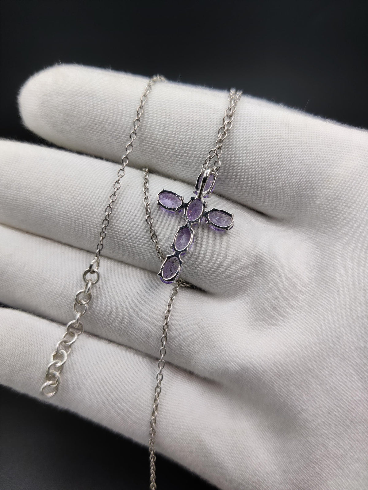 Amethyst Sterling Silver Cross Pendant Necklace