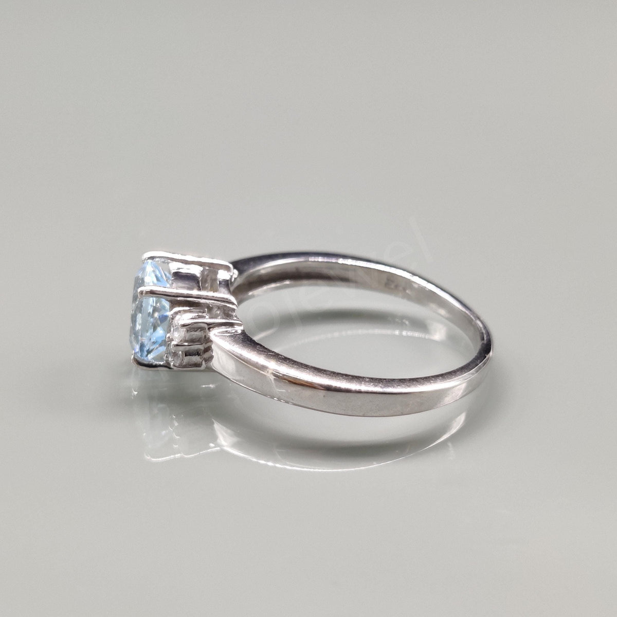 Blue Topaz Cluster Ring: Sterling Silver Gemstone Wedding Jewelry