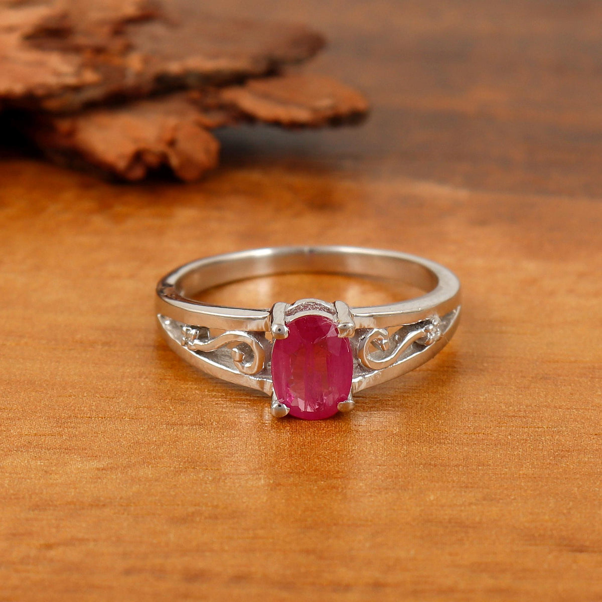 Handmade Ruby Gemstone Ring Sterling Silver July Birthstone
