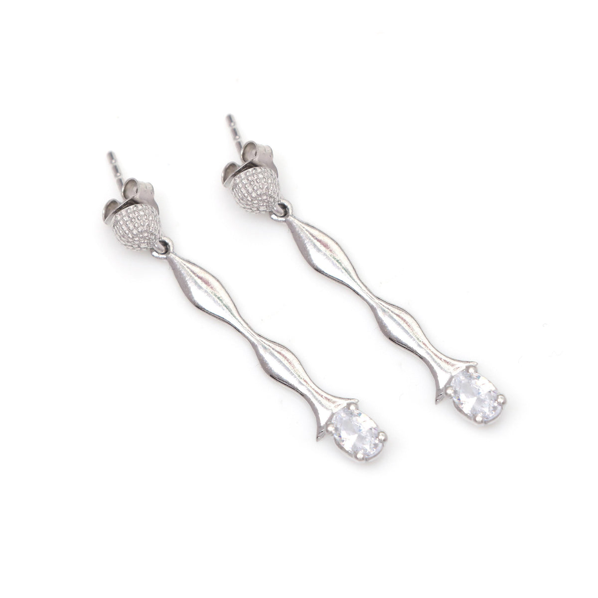 Oval Cubic Zirconia 925 Sterling Silver Earrings: Wedding Jewelry