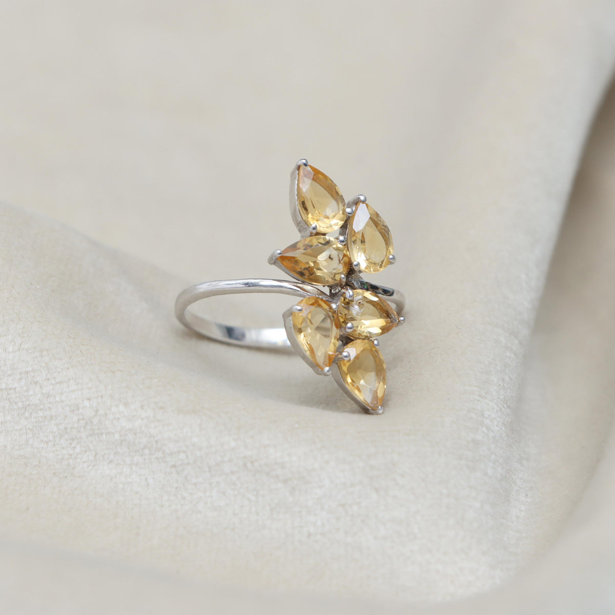 Handmade Citrine Ring: Sterling Silver Yellow Gemstone, Gifts For Her