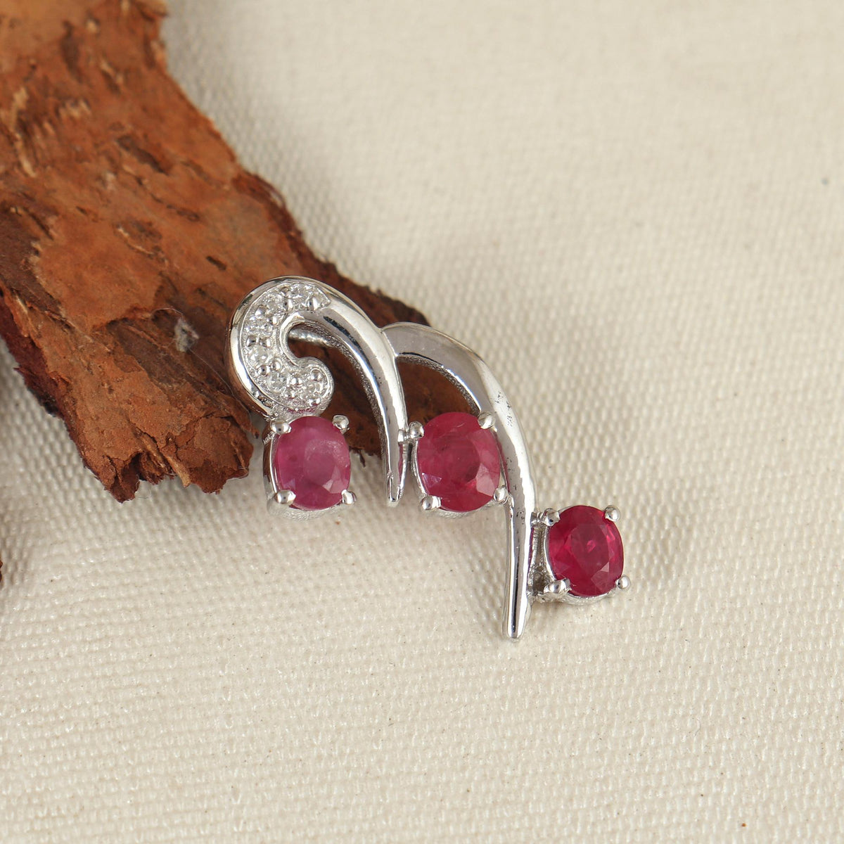 Ruby Diamond Pendant Necklace: 925 Sterling Silver, July Birthstone