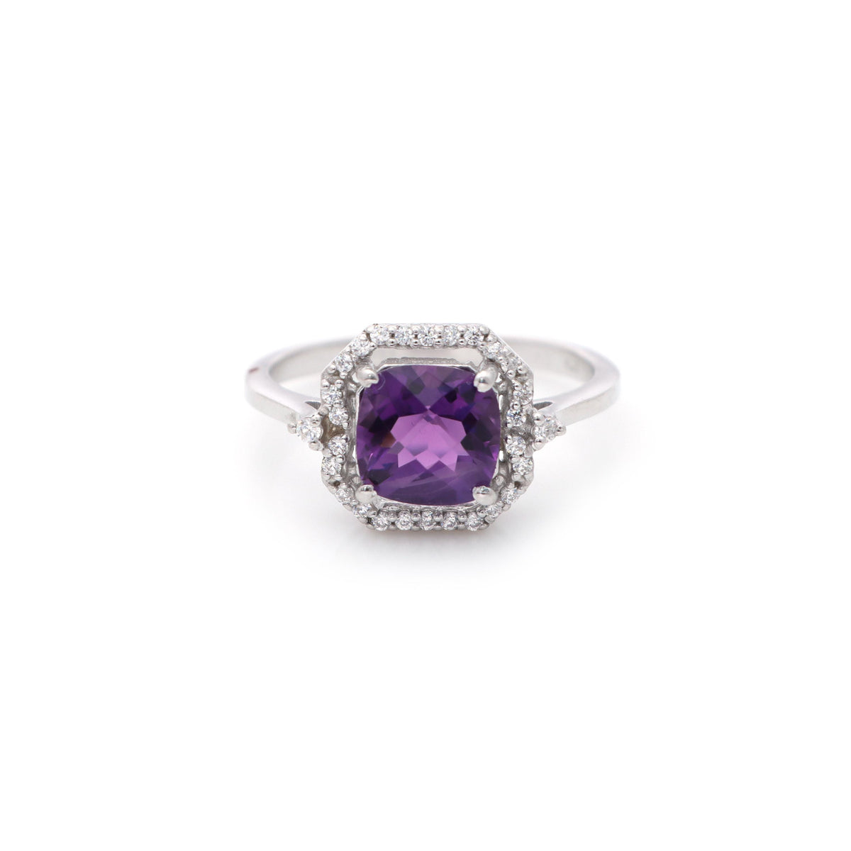 Natural Amethyst Gemstone Ring-925 Sterling Silver Rings-Amethyst Jewelry-February Birthstone