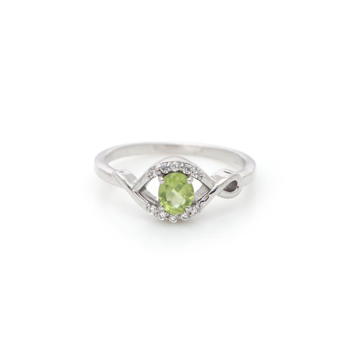 Oval Peridot Ring: Sterling Silver August Birthstone Ring