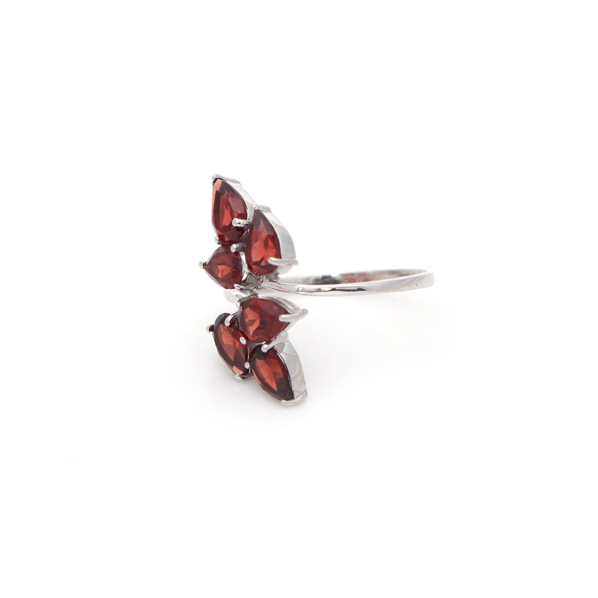 Pear Cut Garnet Ring: 925 Sterling Silver Gemstone Statement