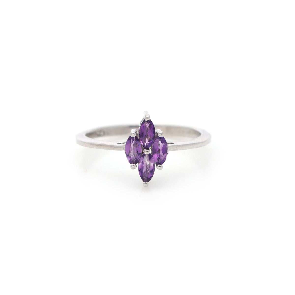 Purple Amethyst Ring Sterling Silver Marquise Cut February Birthstone Wedding Gift For Her