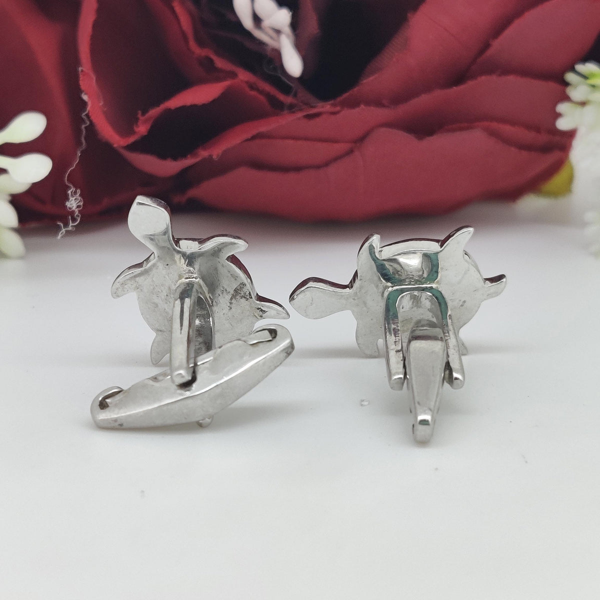 Sterling Silver Turtle Enamel Cufflinks, Formal Men's Wear Accessories