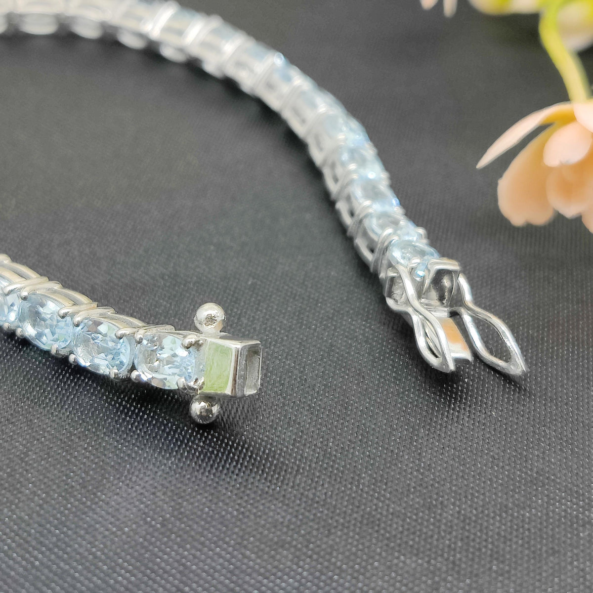 Blue Topaz Tennis Bracelet: Sterling Silver December Birthstone Jewelry