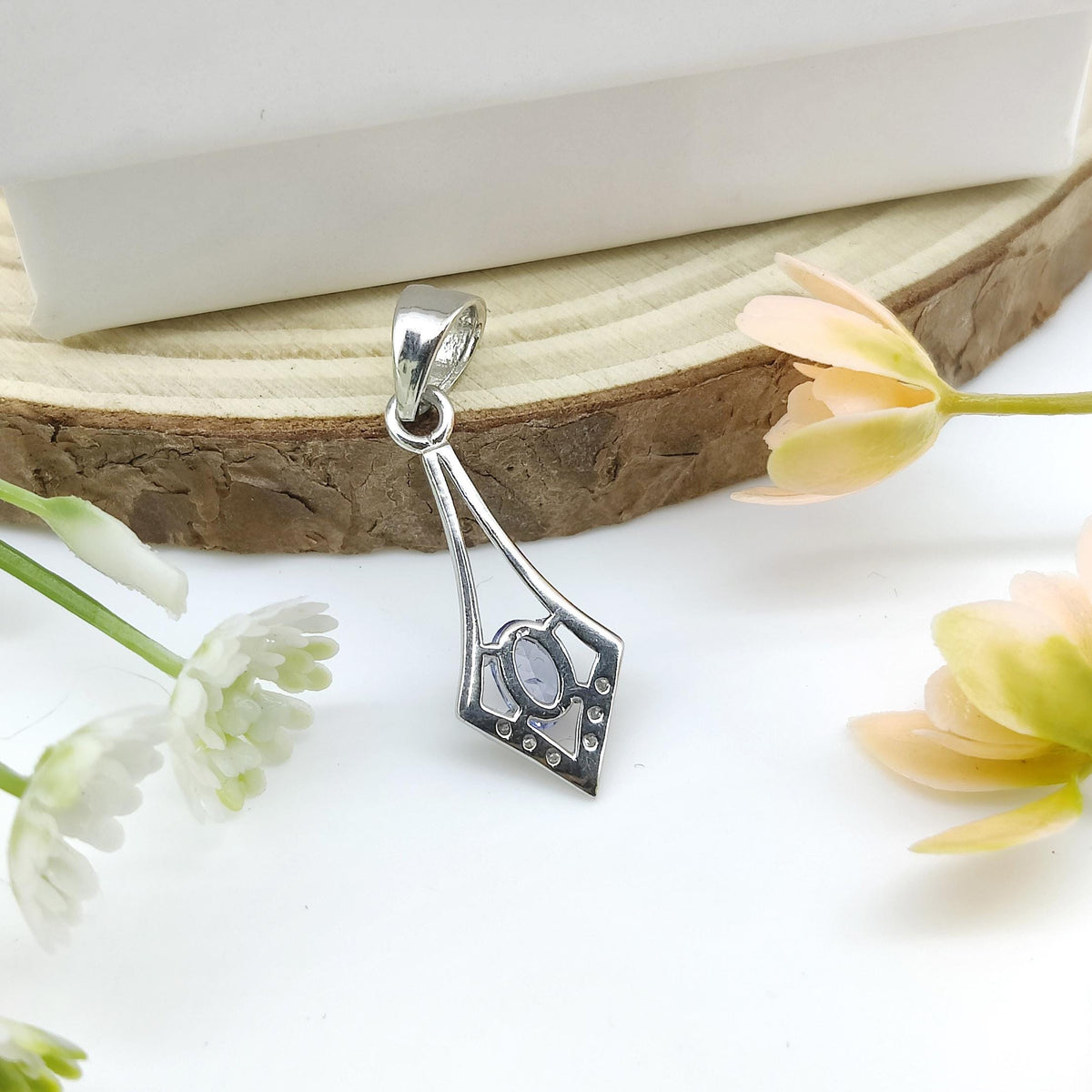 Oval Tanzanite Sterling Silver Pendant, Minimalist December Birthstone Necklace