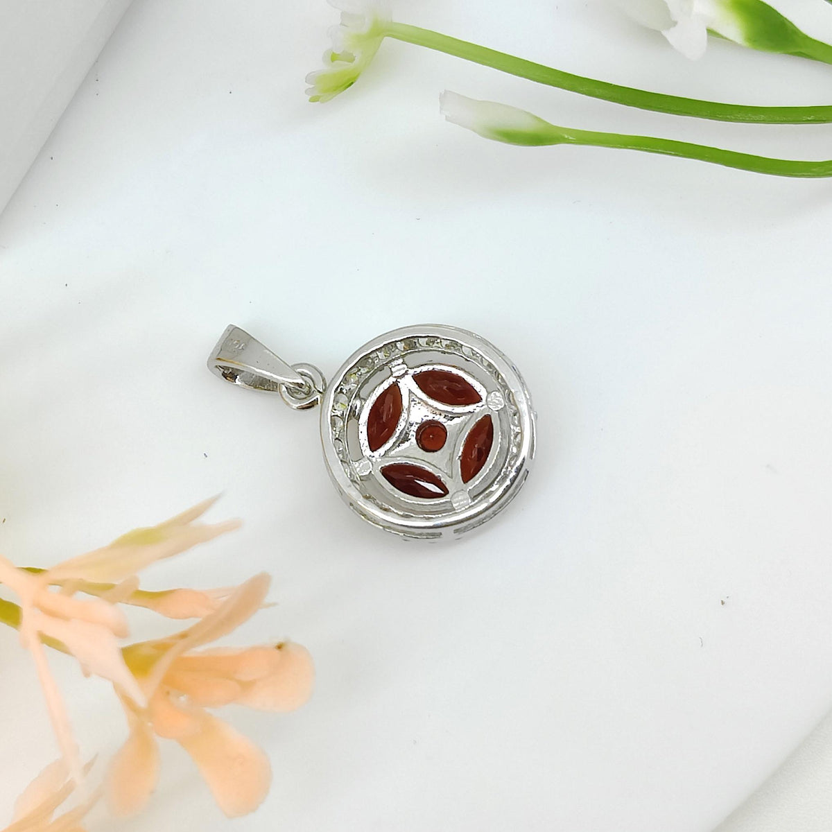 Handmade Sterling Silver Garnet Pendant, January Birthstone