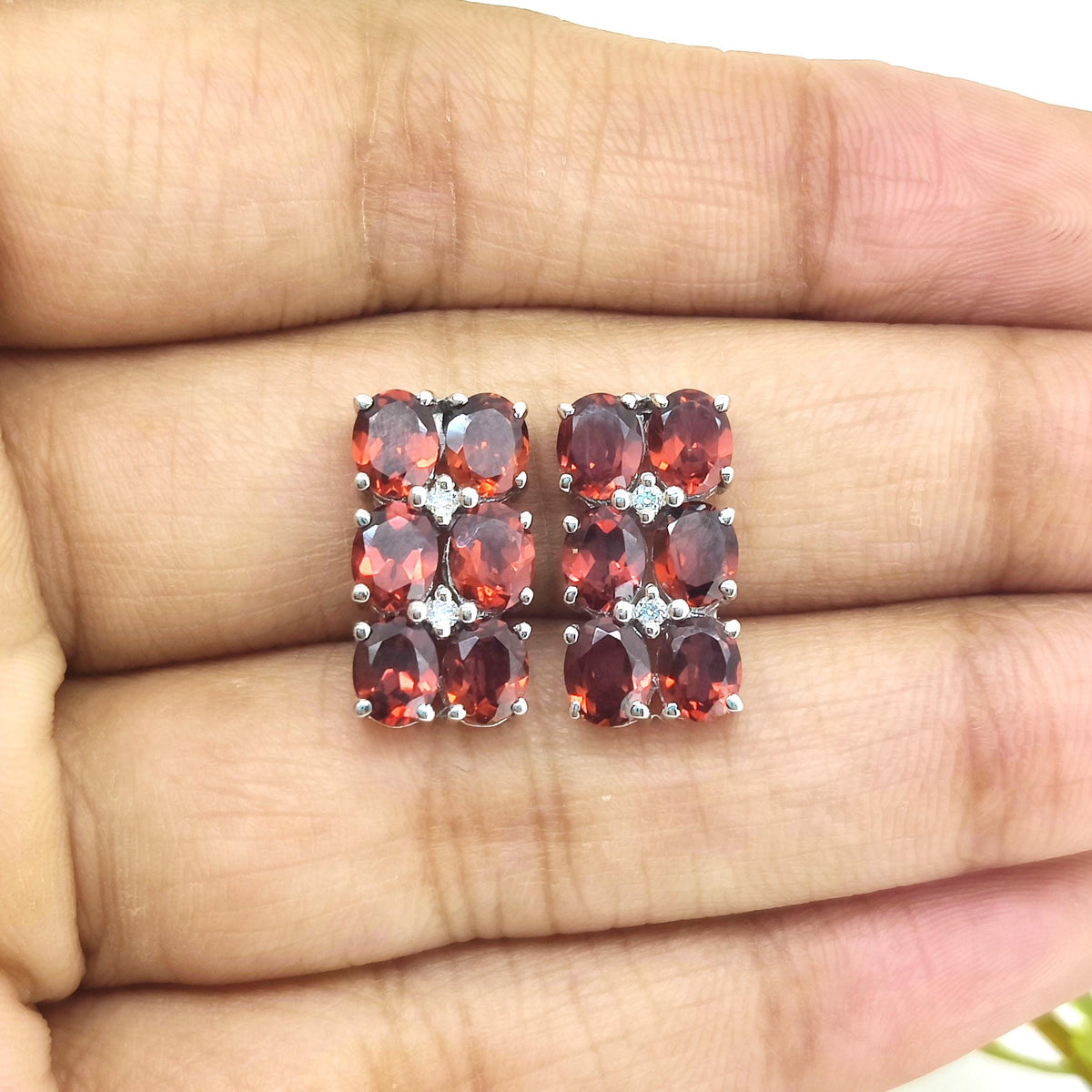 Garnet Sterling Silver Stud Earrings: January Birthstone Jewelry