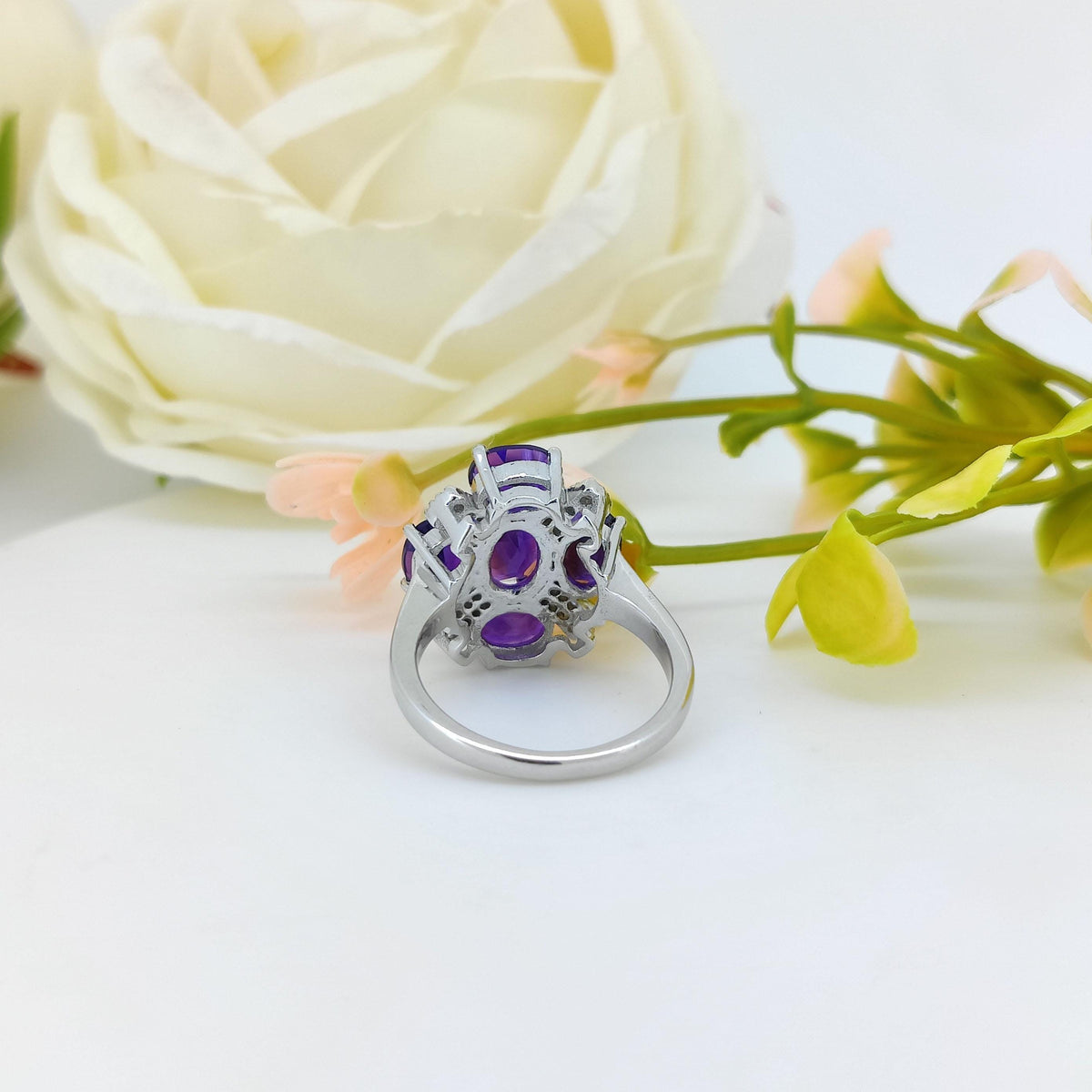 Oval African Amethyst Ring: Sterling Silver February Birthstone