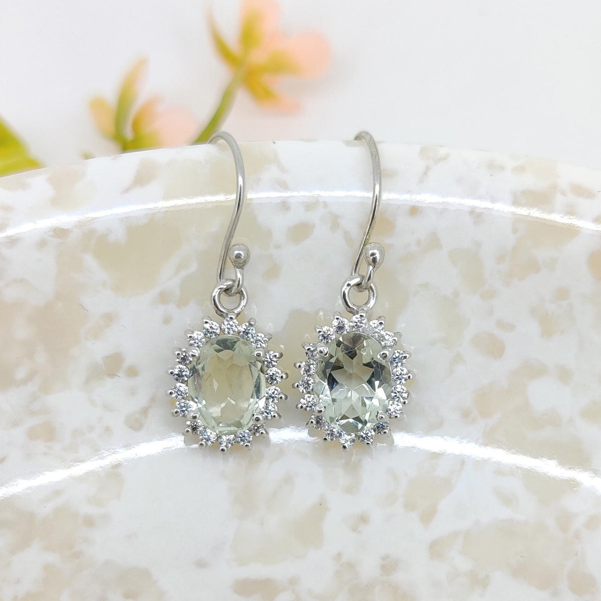 Green Amethyst Sterling Silver Earrings: February Birthstone Jewelry